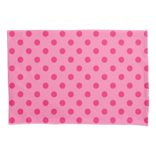 Hot Pink op Pink Polka Dots Patroonontwerp Kussensloop (Voorkant)