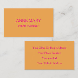 Hot Pink Orange Trendy Modern Event Planner Visitekaartje