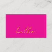 Hot Pink Oranje Hallo Script Typografie Modern Visitekaartje (Voorkant)
