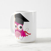 Hot Pink Owl met Diploma Afstuderen Mok (Voorkant links)