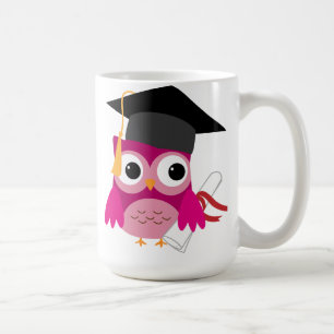 Hot Pink Owl met Diploma Afstuderen Mok