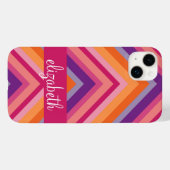Hot Pink Paars Sinaasappel Chevron Pattern Case-Mate iPhone Case (Achterkant (horizontaal))