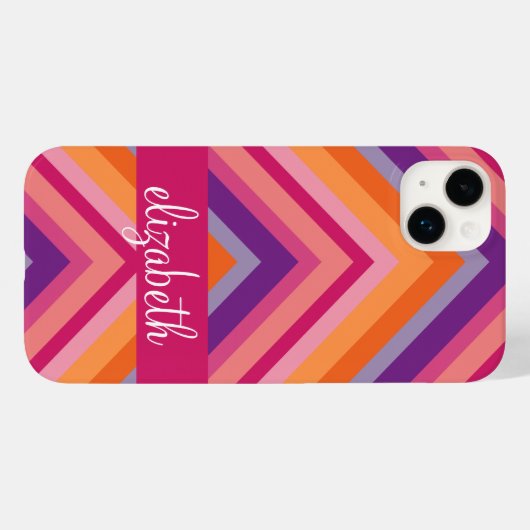 Hot Pink Paars Sinaasappel Chevron Pattern Case-Mate iPhone Case (Achterkant (horizontaal))