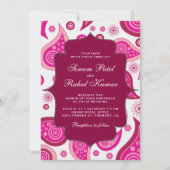 Hot Pink Paisley Pattern Indian Wedding Kaart (Voorkant)