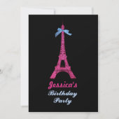 Hot Pink Paris Tour Eiffel Invitation de fête d'an (Devant)