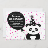 Hot Pink Partij als een Panda Birthday Kaart (Voorkant)