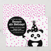 Hot Pink Partij als een Panda Birthday Kaart (Voorkant / Achterkant)