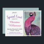 HOT PINK PEACOCK INVITATION DE L'ÉVÉNEMENT DE FÊTE<br><div class="desc">Faites-vous plaisir avec un Hot Pink Tropical Peacock pour célébrer un déjeuner ou un brunch fantastique. Une invitation unique pour les diplômes, anniversaires, anniversaires, mariage ou baby shower, retraites ou réunions - images des designers peinture originale aquarelle. Toute l'invitation peut être customisée ou modifiée pour vous convenir en cliquant sur...</div>