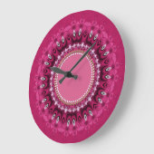 Hot Pink Peacock Lace Mandala wandklok Grote Klok (Hoek)