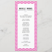 Hot Pink Perfect Chevron / Zig Zag Wedding Program Programma (Achterkant)