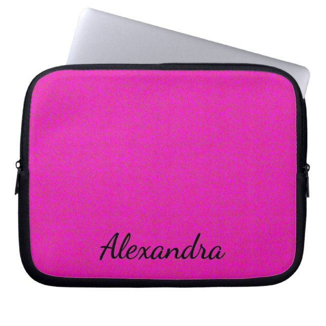 Hot Pink Personalized  Laptop Sleeve (Voorkant)