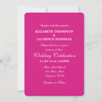 Hot Pink Plain Eenvoudige Uitnodiging van de Huwel