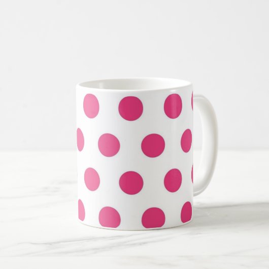 Hot Pink Polka Dots Pattern Coffee Mok (Voorkant rechts)