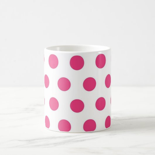Hot Pink Polka Dots Pattern Coffee Mok (Center)