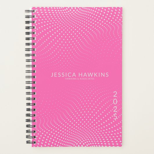 Hot Pink Pop Stippen Jaar Wekelijks Planner (Voorkant)