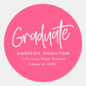 Hot pink | Preppy Script-Afstuderen Ronde Sticker (Voorkant)