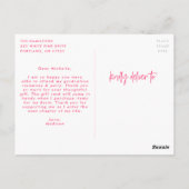 Hot Pink Preppy Script Photo Afstuderen Hartelijk Briefkaart (Achterkant)