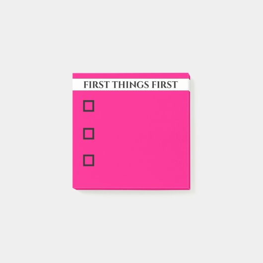 Hot Pink Priorities  checklist Post-it® Notes (Voorkant)