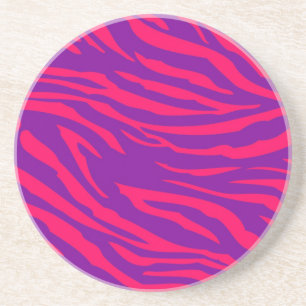 Hot Pink Purpl Zebra Print Dierenpatroon Onderzett Zandsteen Onderzetter