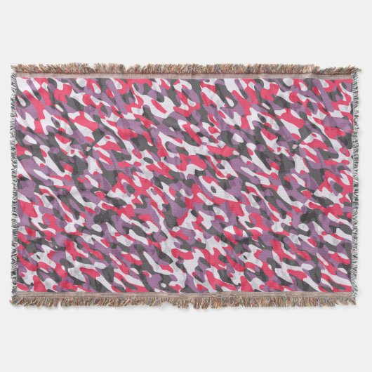 Hot pink, purple and black camo abstract deken (Voorkant)