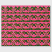 Hot Pink Red Golden Green Cadeaupapier (Vlak)