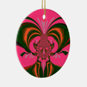 Hot Pink Red Golden Green Keramisch Ornament (Rechts)