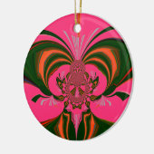 Hot Pink Red Golden Green Keramisch Ornament (Links)