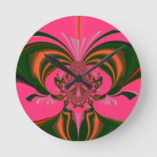 Hot Pink Red Golden Green Ronde Klok