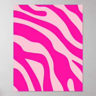 Hot Pink Retro Lines Patroon Poster