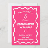 Hot Pink Retro Wave Bachelorette Weekend Route Kaart (Voorkant)