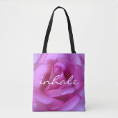 Hot Pink Roos Flower Photography Inhalatie Script Tote Bag (Voorkant)