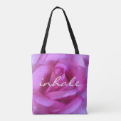 Hot Pink Roos Flower Photography Inhalatie Script Tote Bag (Achterkant)