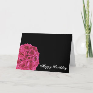 Hot Pink Rose Boeket Verjaardag Kaart
