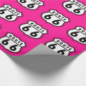Hot Pink Route 66 verkeersbord Cadeaupapier (Hoek)