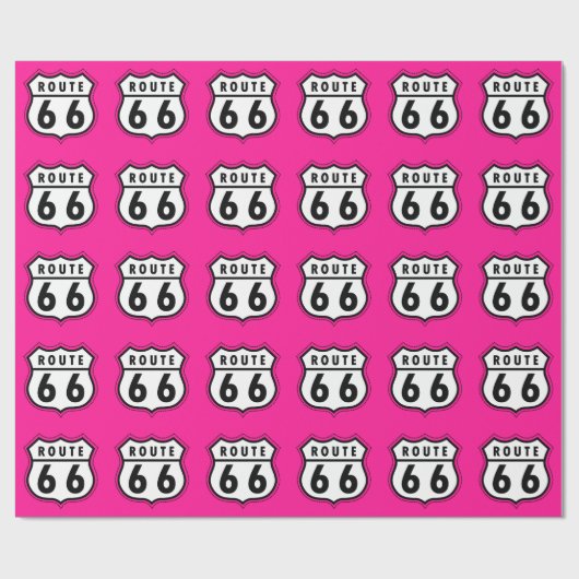 Hot Pink Route 66 verkeersbord Cadeaupapier (Vlak)