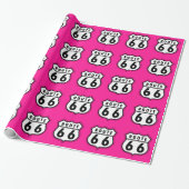 Hot Pink Route 66 verkeersbord Cadeaupapier (Uitgerold)