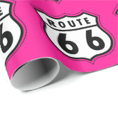 Hot Pink Route 66 verkeersbord Cadeaupapier (Rol Hoek)