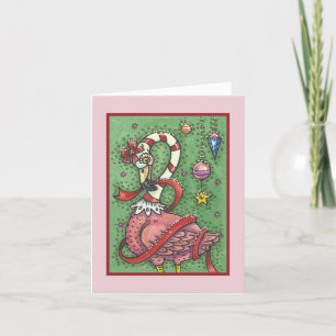 HOT PINK SANTA FLAMINGO CHRISTMAS WENSKAART B FEESTDAGEN KAART