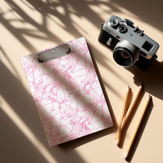 Hot Pink Scribble Cats – modern cute Pattern Klembord