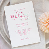 Hot Pink Script Font Wedding Kaart