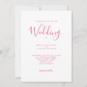 Hot Pink Script Font Wedding Kaart (Voorkant)