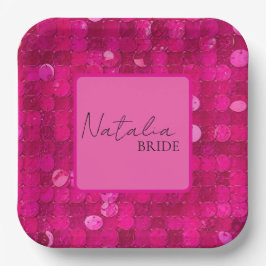 Hot Pink Sequin  Papieren Bordje