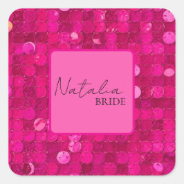 Hot Pink Sequin  Vierkante Sticker