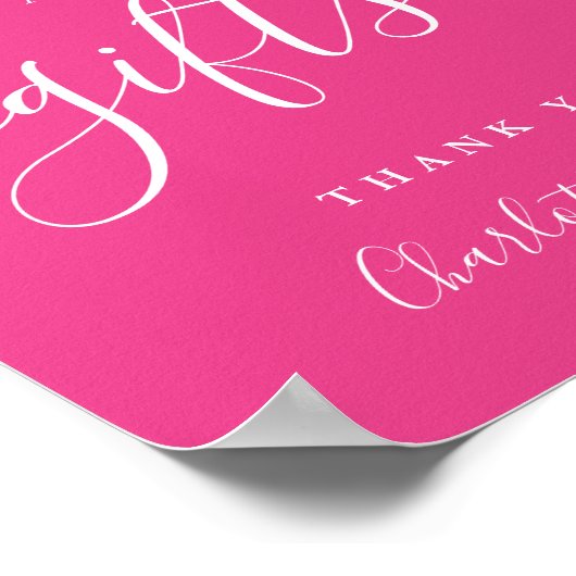 Hot Pink Signature Script Kaarten en geschenken te Poster (Hoek)