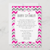 Hot Pink Silver Girl Baby Sprinkl invitations (Devant)