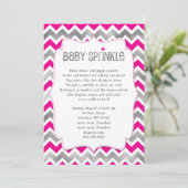 Hot Pink Silver Girl Baby Sprinkl invitations (Debout devant)