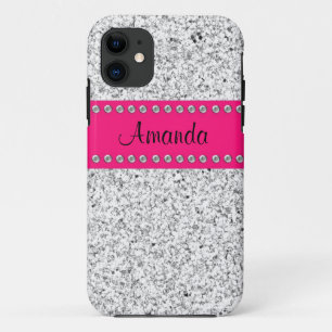 Hot Pink & Silver Glitter BLING iPhone 5 hoesje