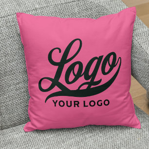 Hot Pink Simple Business logo Bedrijf merkgebeurte Kussen
