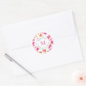 Hot Pink & Sinaasappel Waterverf Bloem Stems label (Envelop)