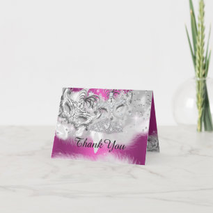 Hot Pink Sparkle Masquerade Dank u kaart